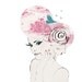 Fashion Illustration, print, pink art, portrait, big hair, wallpaper collage