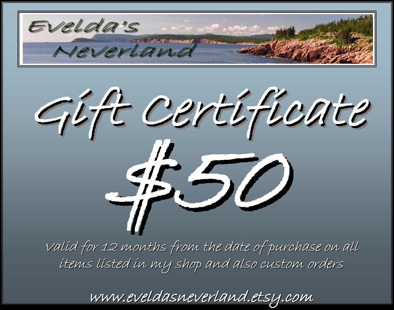 Gift Certificate Evelda's Neverland 50USD