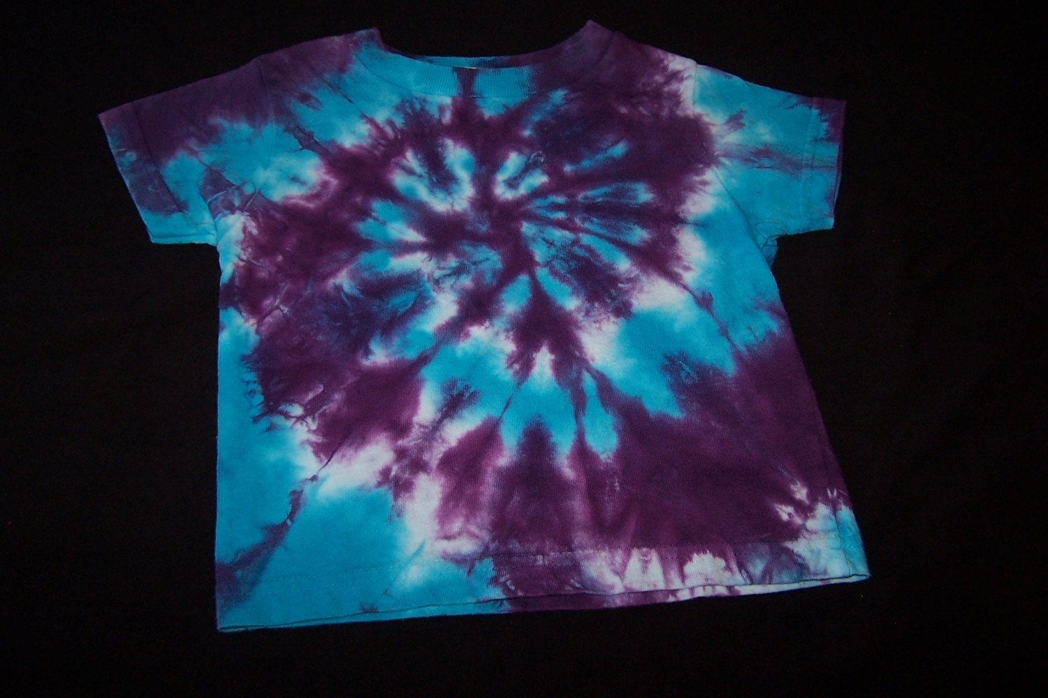 Turquoise and Deep Purple Spiral Tie Dyed Short Sleeve Adult T Shirt Choose Your Size