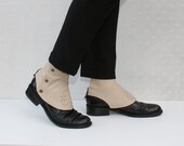 beige leather spats