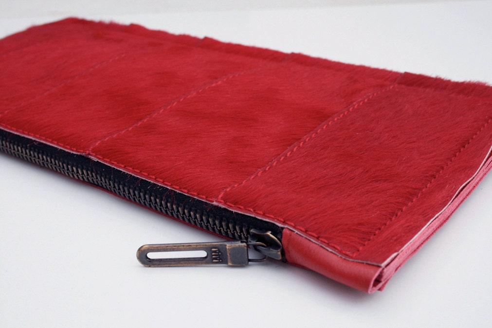 urban chic leather clutch - envelope bag - RED
