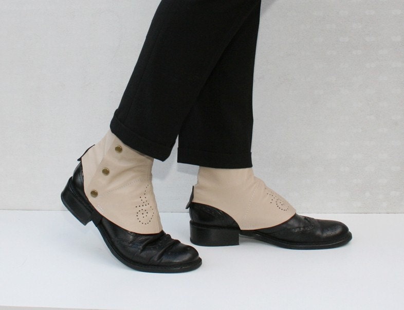 beige leather spats