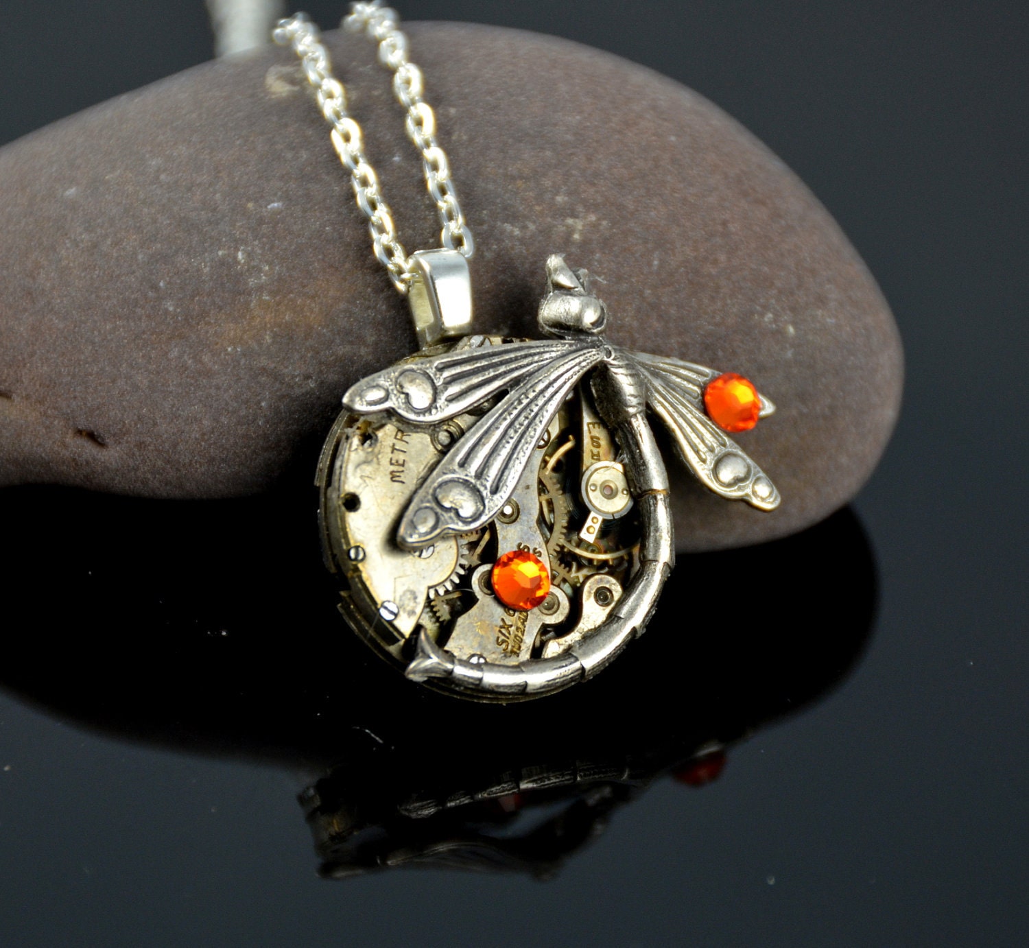 Dragonfly Tales - Steampunk Necklace 1 - with Optional Swarovski Crystals-  by  Last Day of Forever Designs