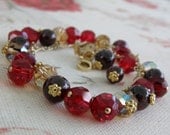 Garnet Bracelet, Gold Filled, Red, Gemstone, January Birthday, Handmade Jewelry, Winter Accessories, Cluster Bracelet, Valentine