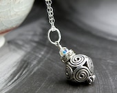 Sterling Silver Ball Necklace, Swirl, Bali Silver, Handmade Jewelry