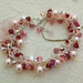 Pink Pearl Bracelet, Swarovski, Ruby and Rose Crystal, Sterling Silver, Wedding, Handmade Valentine Jewelry