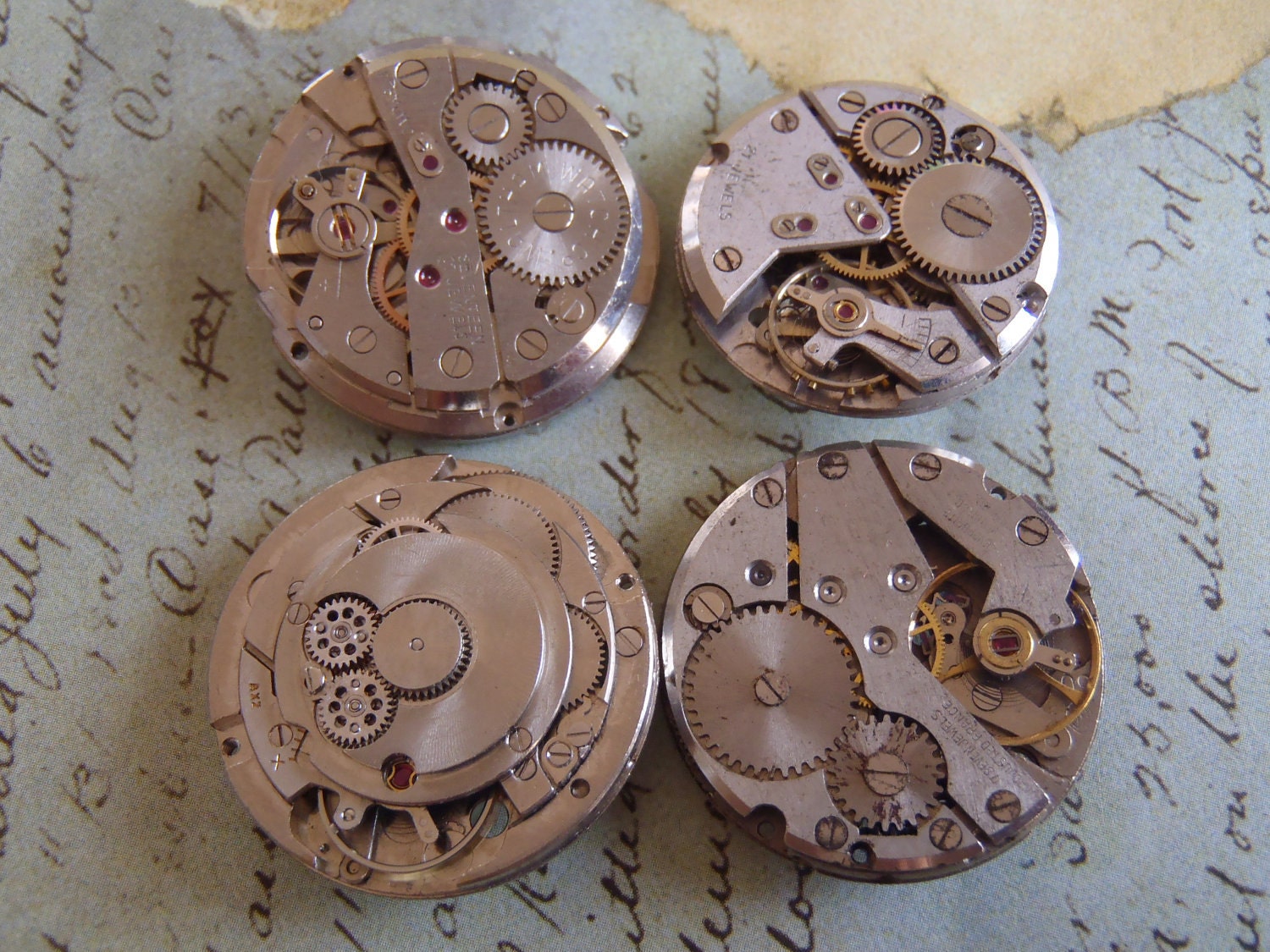 Featured - Steampunk supplies - Watch movements - Vintage Antique Watch movements Steampunk - Scrapbooking W99