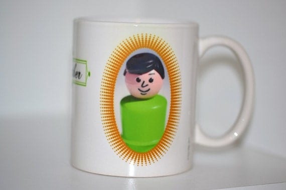 Little People Green Dark Haired Father, Dad, Fathers Day coffee mug, 11 oz, birthdays