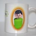 Little People Green Dark Haired Father, Dad, Fathers Day coffee mug, 11 oz, birthdays
