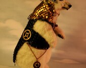 Alpaca Needle Felted Steampunk Panserbjorne Armored Ice Bear with Whiting & Davis Armor OOAK Artist Bear