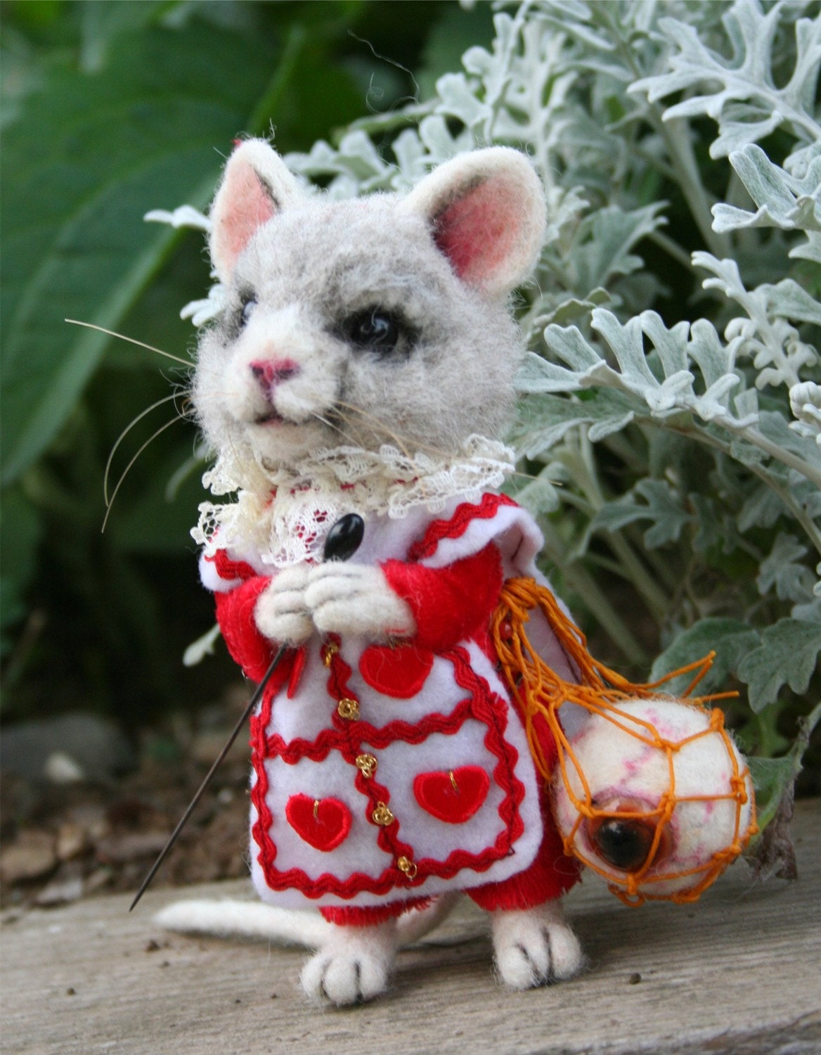 Tha Mad Hatter's Sidekick, Mallymkum, the Dormouse OOAK Needle felted Artist Character Doll