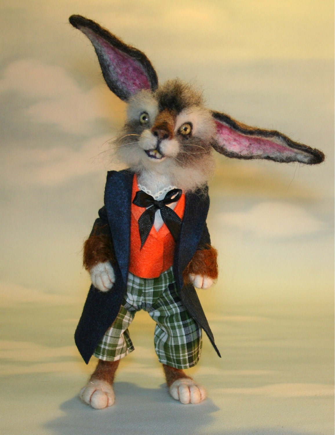 2013 TOBY Award Wonderland The March Hare Rabbit  Needle felted Storybook OOAK Doll