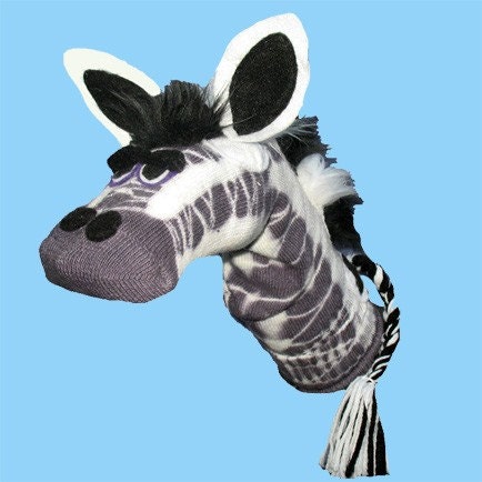 zebra sock puppet