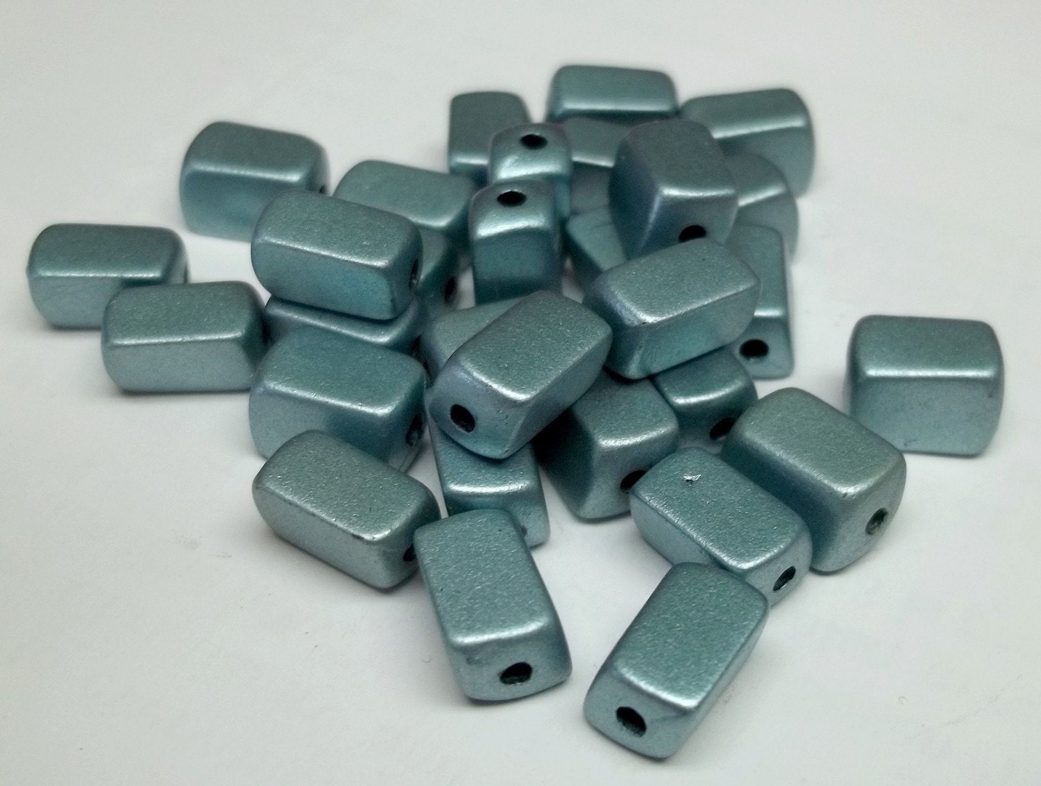 Steal grey plastic rectangular beads 10x5mm
