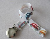 Pacifier Clip - WHEELS Grosgrain Ribbon - Ready to Ship - Must have for parents