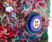 Recycled Sari Silk Wool Sequin Bead Embellished Wrist Cuff - 'Secret Garden'