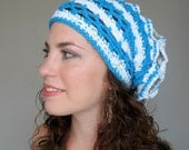 Summer Sky - Blue Cotton Crochet Lace Tam SALE