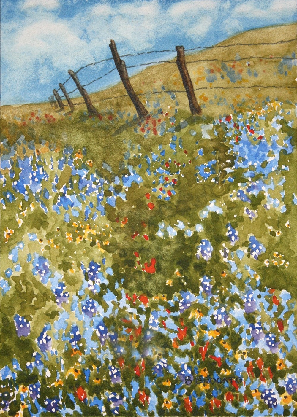 SALE 20 percent off Matted print of wildflowers