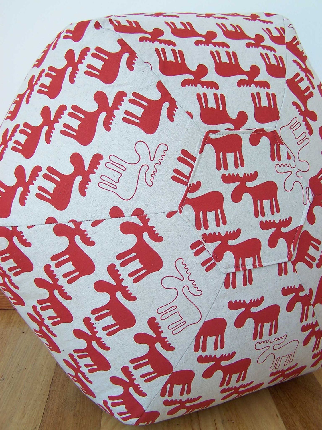 Handprinted Floor Cushion - Dessert Red Moose