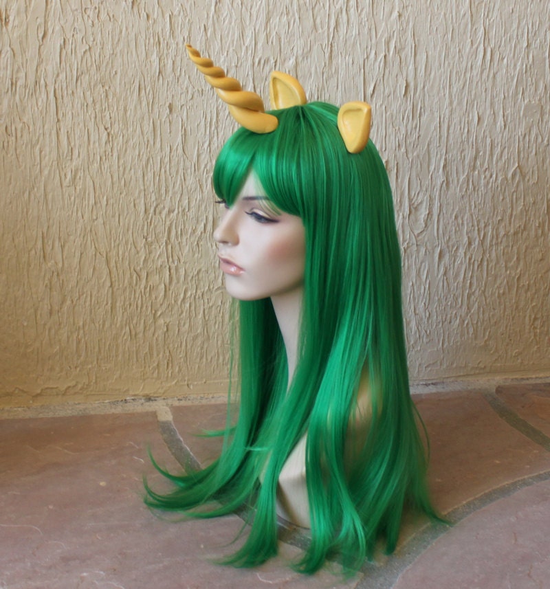 Snails pony cosplay wig - Friendship is Magic - snips - My Little Pony - Brony - green wig with mustard horn and ears