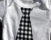 Black Plaid Tie s/s Gerber Onesie or Shirt NB - 5T