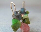 Bezel set Labradorite Bee Earrings in Copper and 14K gold Filled, Gemstone Jewelry, Labradorite Earrings