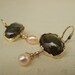 Solid Gold Earrings, 9K Gold Labradorite Pearl Drop Dangle Earrings, Gemstone Jewelry