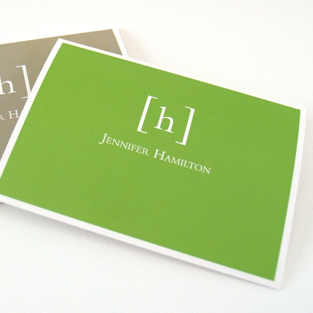 personalized stationery set note cards - SIMPLY CLASSIC - set of 8 - personalized stationary folded - choose color