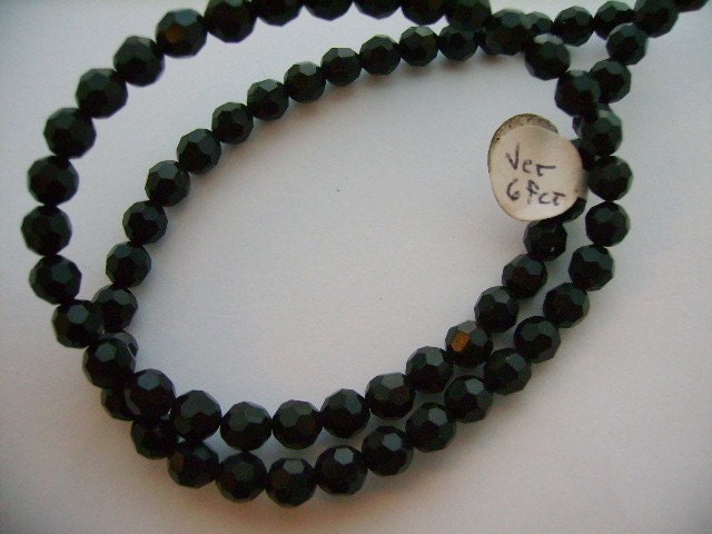 Genuine Organic Jet 6mm Faceted Beads Strand