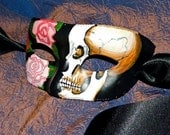 Half-Mask Rose Calavera, Dia de Los Muertos, Ladies or Men's Masquerade Mask