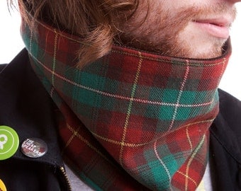 Men's Scarf Plaid Cowl Neckwarmer