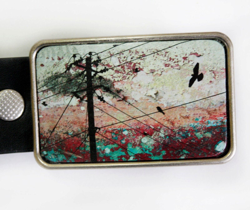 Birds on a Wire Belt Buckle FREE SHIPPING