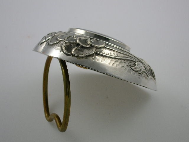 Signed Buller Co 1902 heart shaped Art Nouveau sterling silver English clock