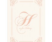 Glam Custom Initial Letter Monogram Name Print Baby Nursery Wall Art pink