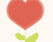 Red Heart Love Blossom print