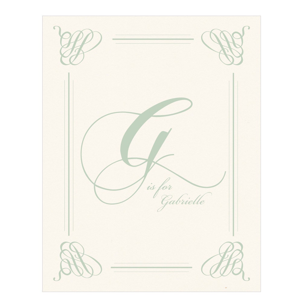 Glam Custom Personalized Initial Letter Monogram Name Art Print