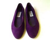 80s vintage Purple Suede Ballet Flats - SkinnyandBernie