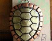 Turtle Shell Pendant - Gold and Copper