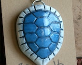 Turtle Shell Pendant - Blue and White