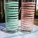 Pink and Aqua Glassware Set of 2 Vintage