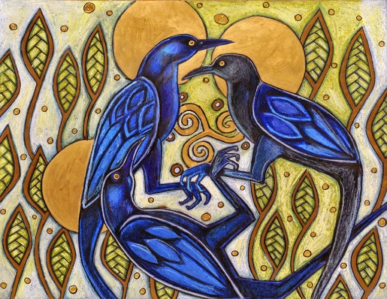 Three Ravens Crow Bird Animal Celtic Art Print
