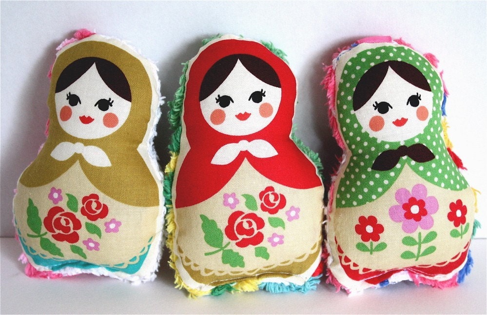 Sweetest Matryoshka Plush Dolls for Babies, Toddlers or Girls - Set of 3