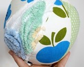 Toy Rattle Baby Ball - Darling Dutch - Vintage Scandinavian Fabric  with Chenille - Large Size