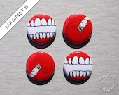 RED TEETH - set of 4 magnets