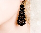 Lace earrings - Snakeskin - Black