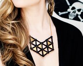 Leeloo Geoplate Necklace - lace & brass triangle plates necklace
