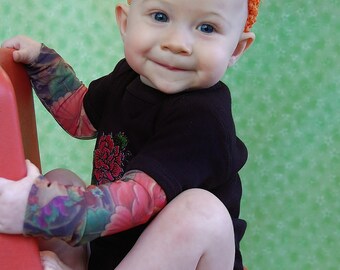 GIRLS Tattoo sleeved onesie in Hula  print (Plain shirt only no applique)