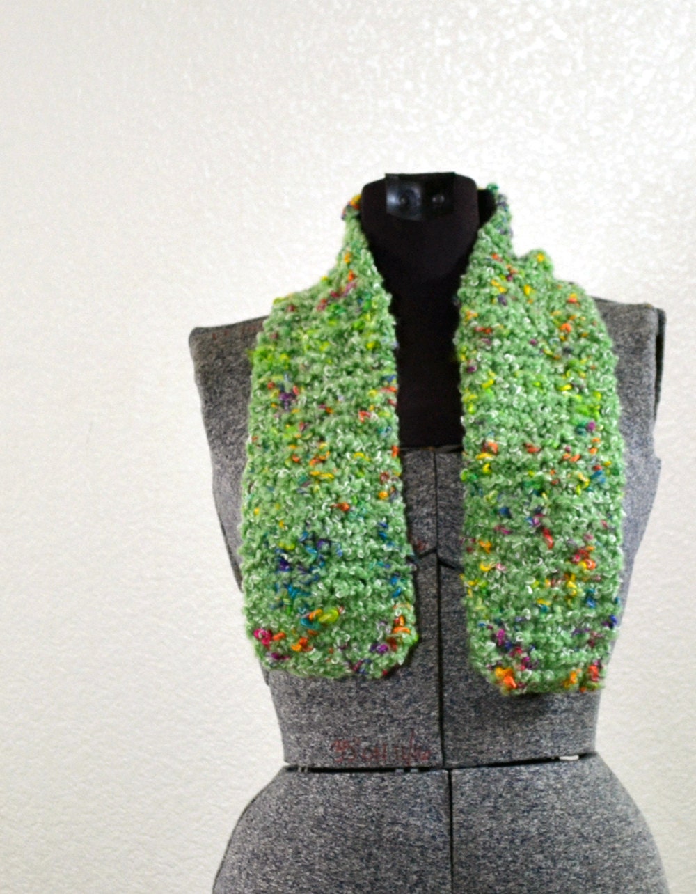 Spring Green Shortie knit Scarf, Scarflette