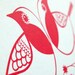 Rose Hip Robins - Hand Pulled, Signed, Gocco Screen Print
