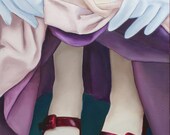 Red Shoes, Wizard of Oz, Cream & Purple Skirt Contemporary Original Oil Painting by Clair Hartmann